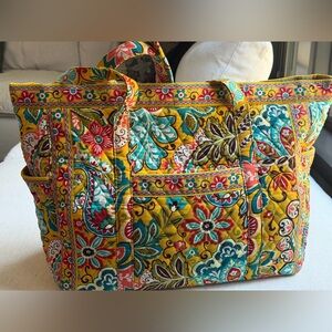 Vera Bradley Breath of Fresh Air Quilted Floral Tote Bag - Yellow Multicolor